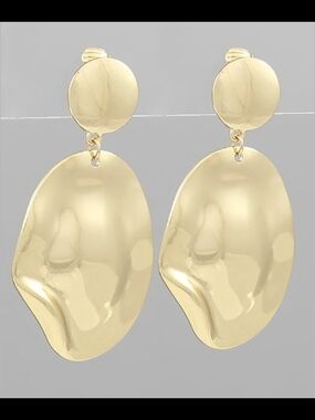 Gold Organic Drop Clip-On Earrings - Women Jewelry